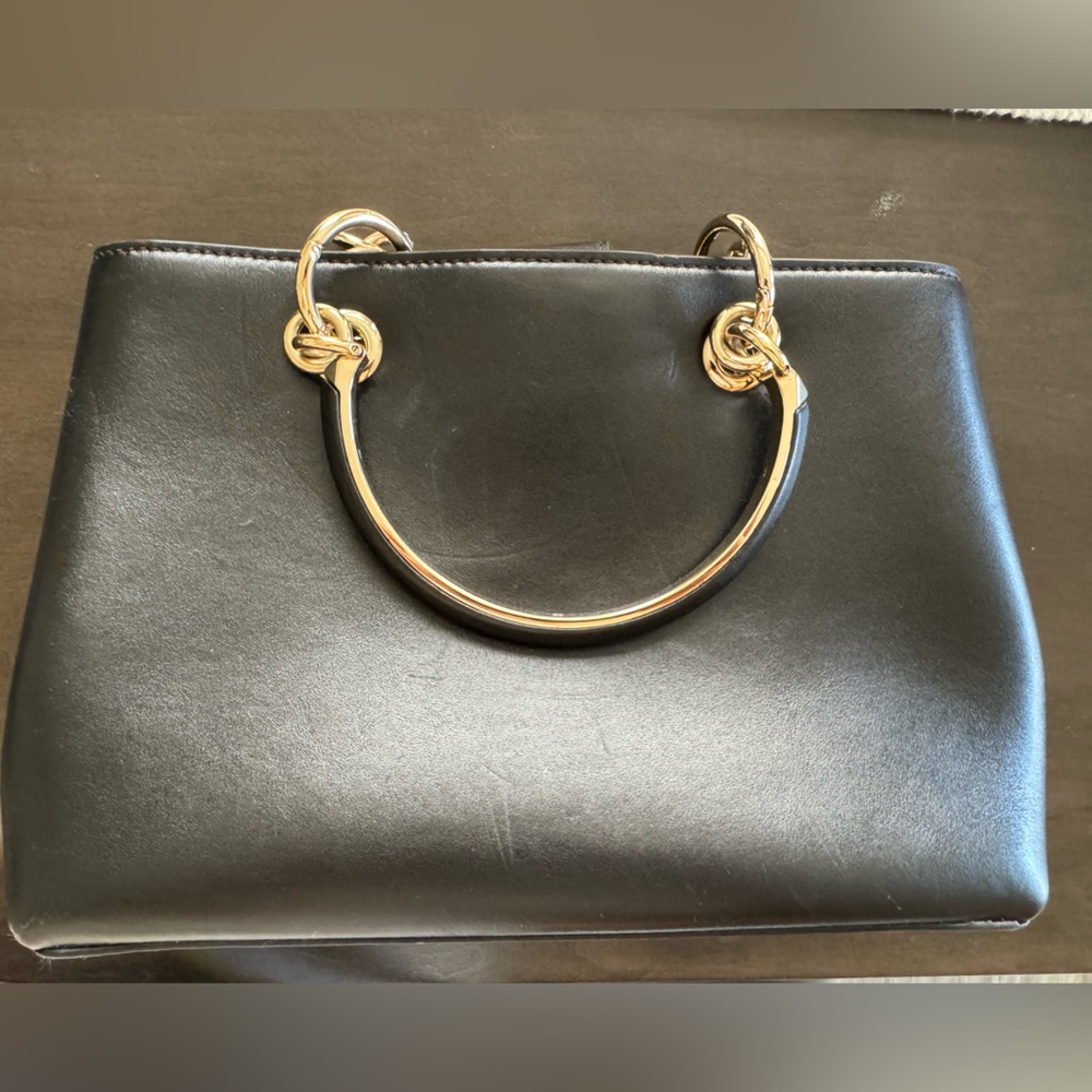 Jimmy Choo Black Satchel with Gold Accents
